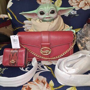 Coach Georgie Leather  Shoulder/Crossbody in cherry w/wallet (new)